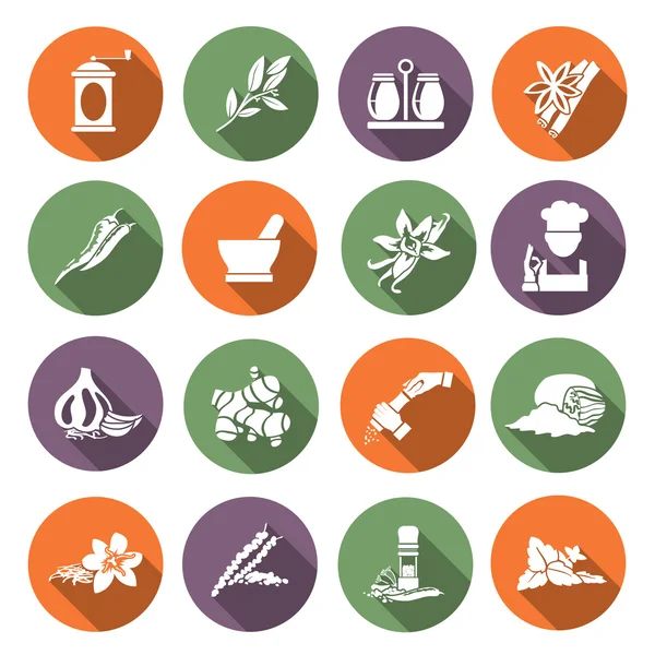 Spices icons flat — Stock Vector