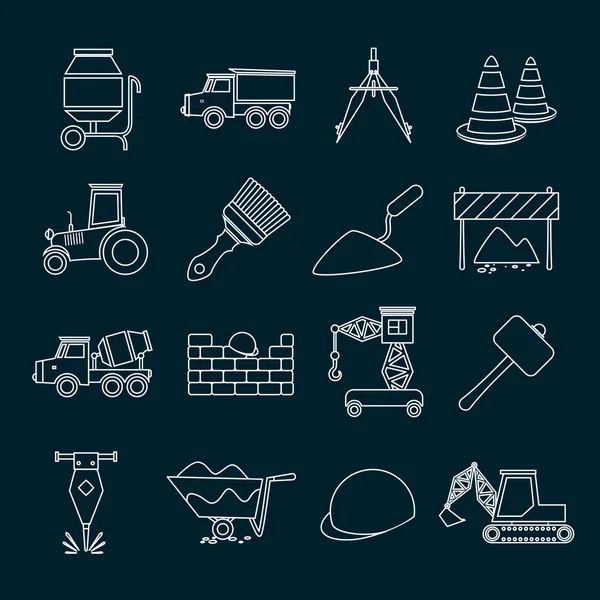 Construction icons set outline — Stock Vector