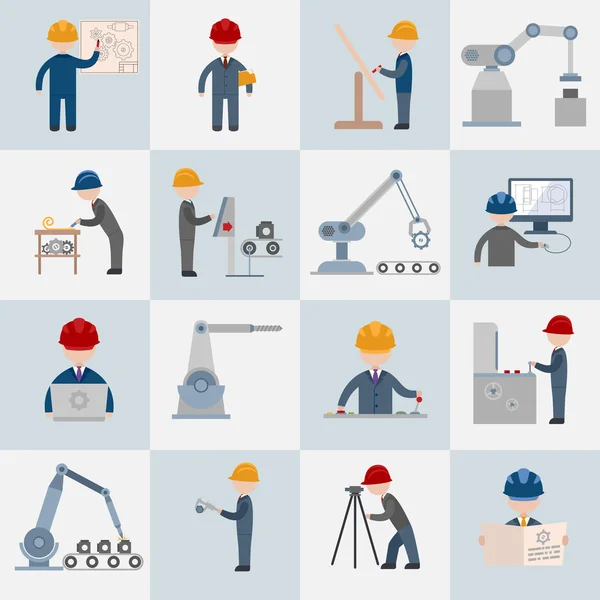 Iconos de ingeniería plana — Vector de stock