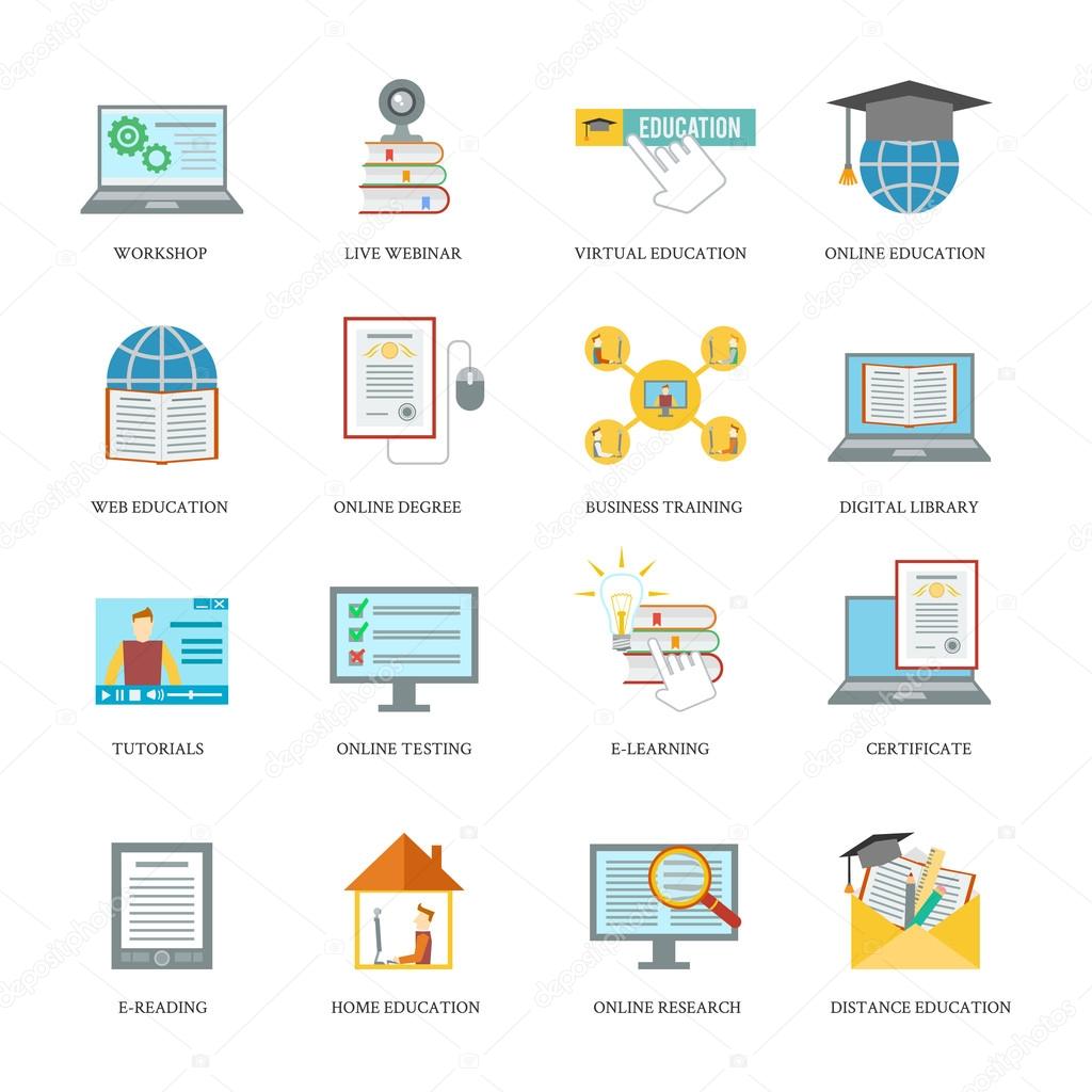 Online education icon set