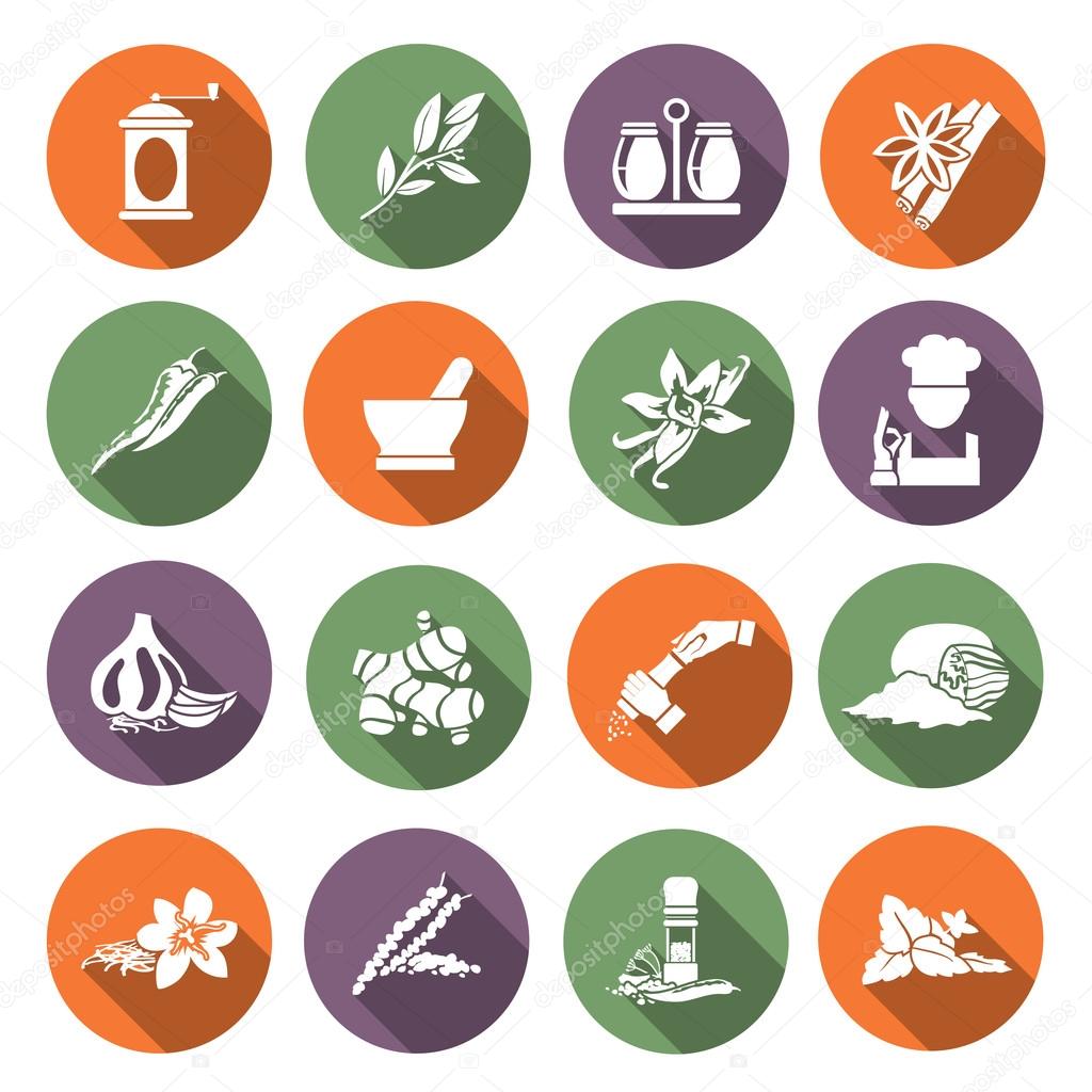 Spices icons flat