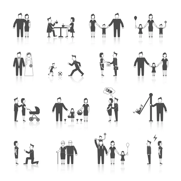 Family Icons Set Black — Stock Vector