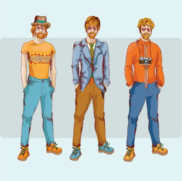 Jeu de caractères Hipster boy — Image vectorielle