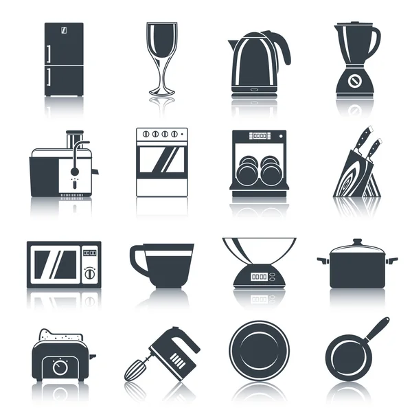 Aparatos de cocina Iconos Negro Vector de stock