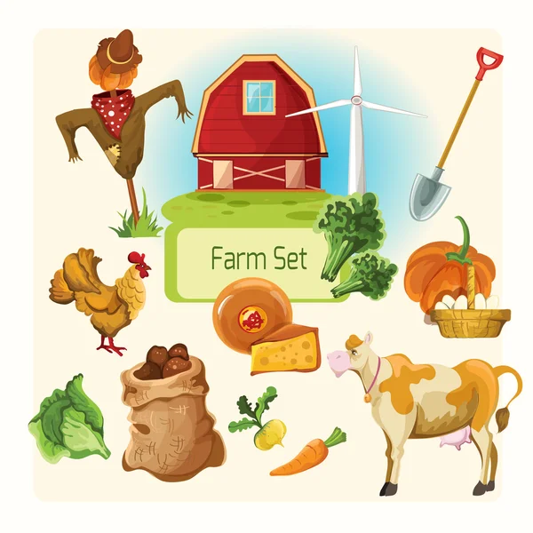 Farm decorative set — Stock Vector