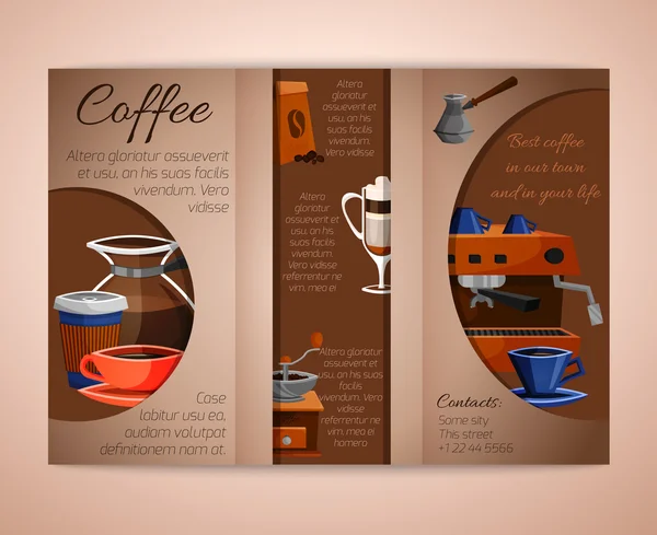 Folleto de café tri-fold — Vector de stock