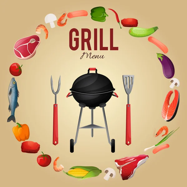 BBQ-menu poster — Stockvector