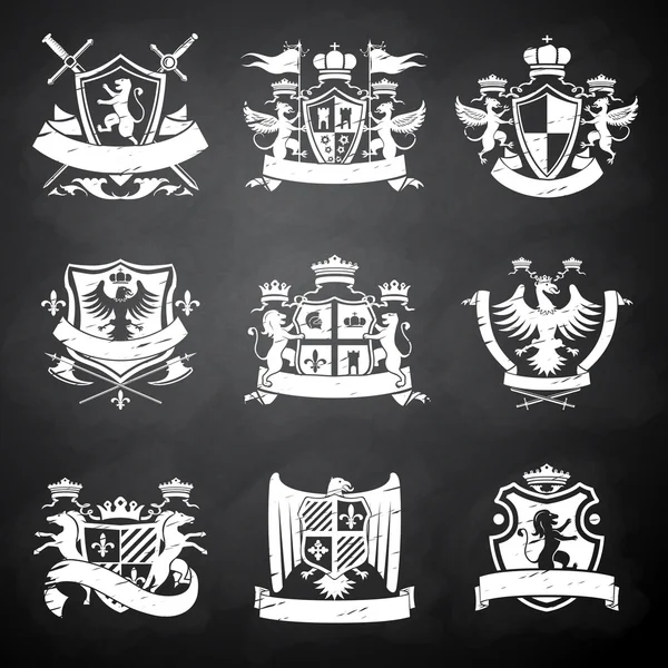 Heraldic chalkboard emblems — Stock Vector