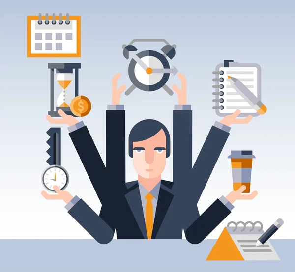 Time management businessman — Stock Vector