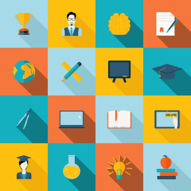 Eğitim simgeler düz