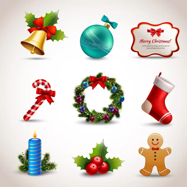 Conjunto de iconos de Navidad — Vector de stock