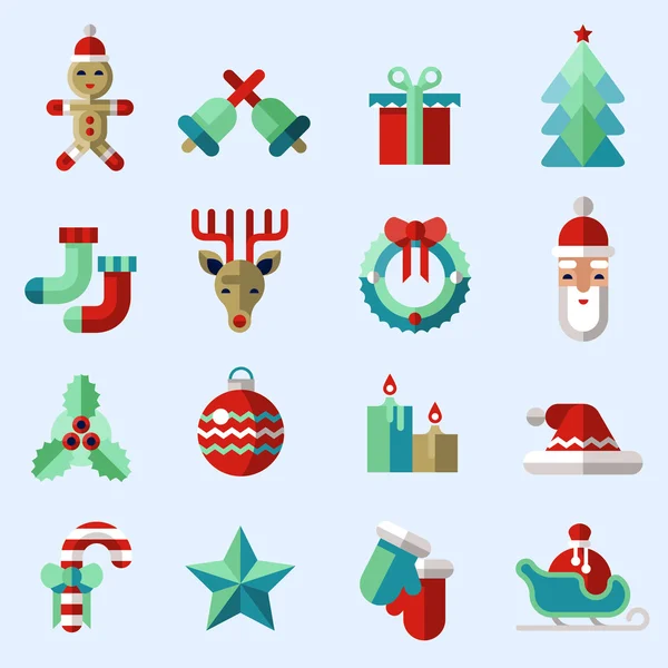 Kerst iconen instellen kleur — Stockvector