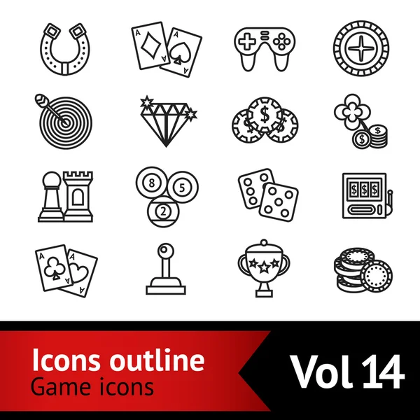 Game Outline Icons Set — Stock Vector