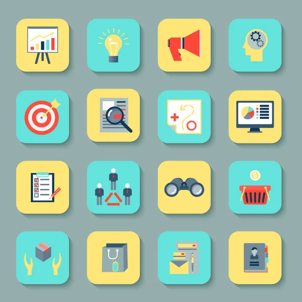 Marketeers flat icons set — Stockvector