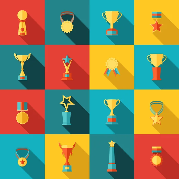 Trophy icons set flat — Stock Vector