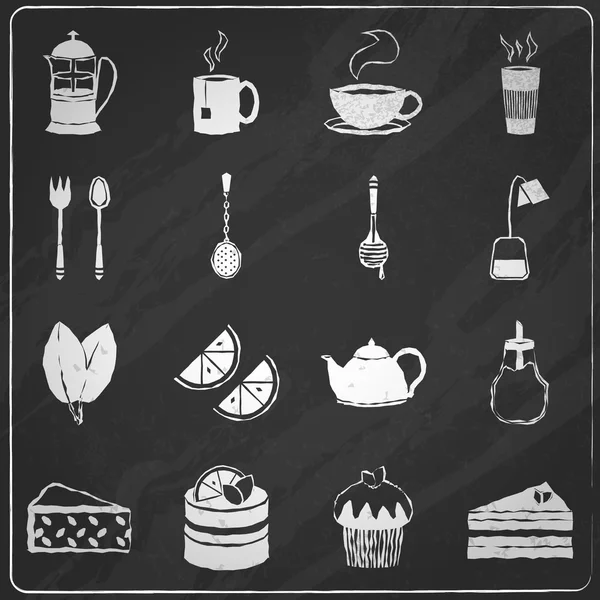 Set di icone del tè lavagna — Vettoriale Stock