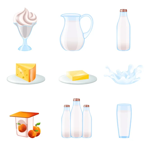 Leche iconos realistas conjunto — Archivo Imágenes Vectoriales