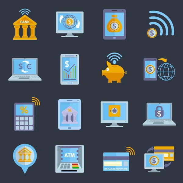 Mobile banking icons — Stock Vector