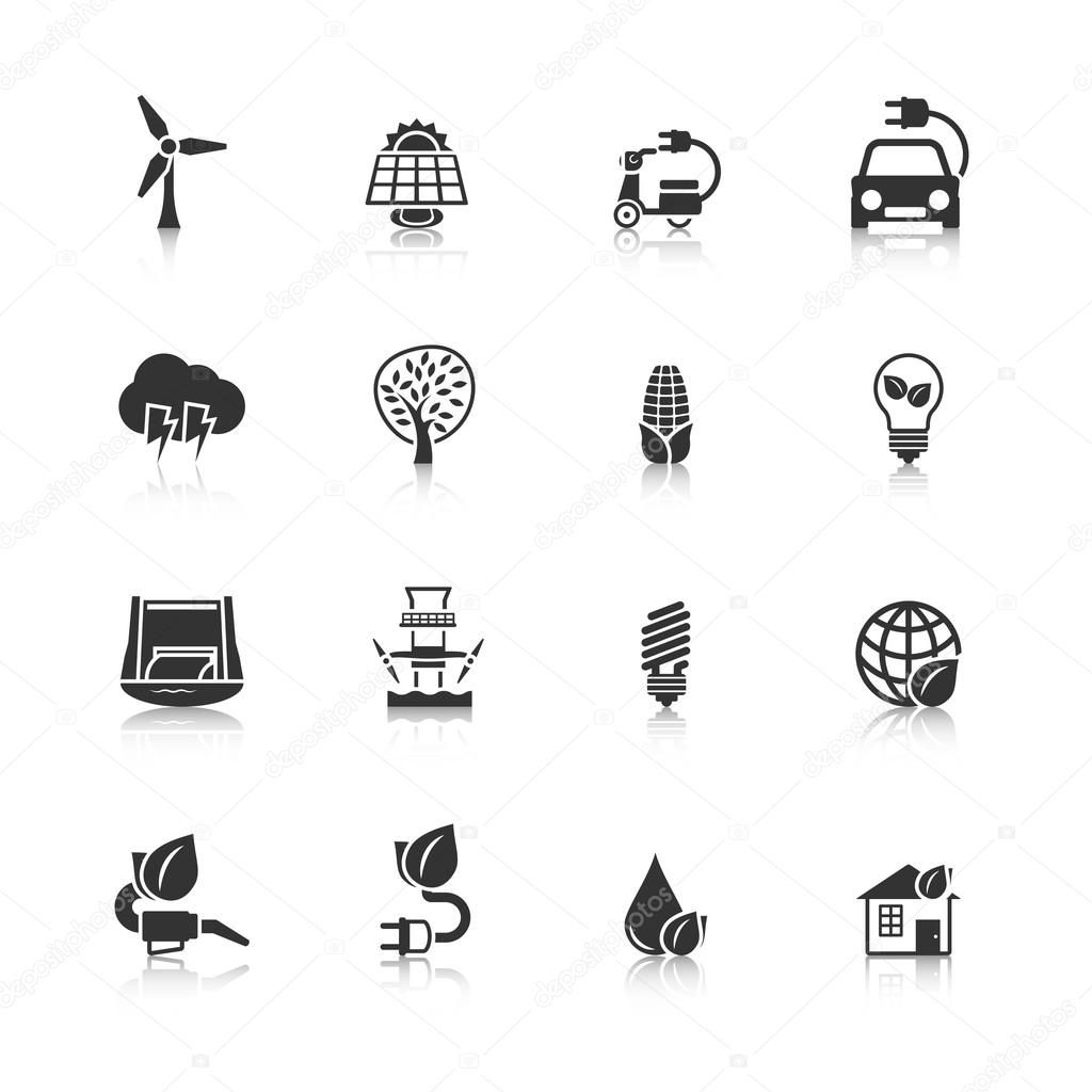 Eco energy icons set