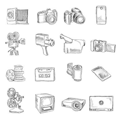 Fotoğraf video doodle simgeler