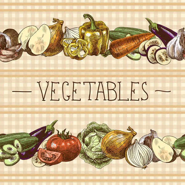 Vegetables seamless pattern border — Stock Vector