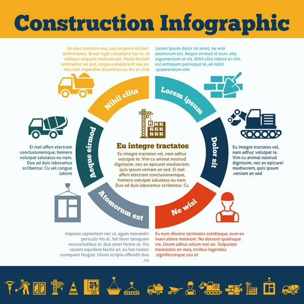 Impressão infográfica de construção — Vetor de Stock