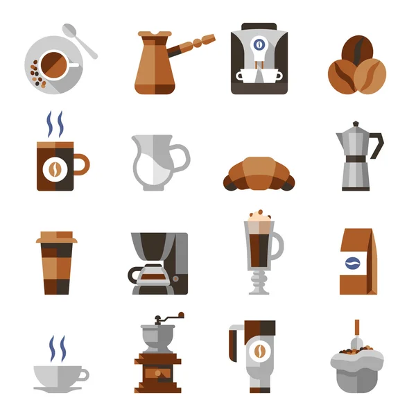 Conjunto plano de iconos de café — Archivo Imágenes Vectoriales