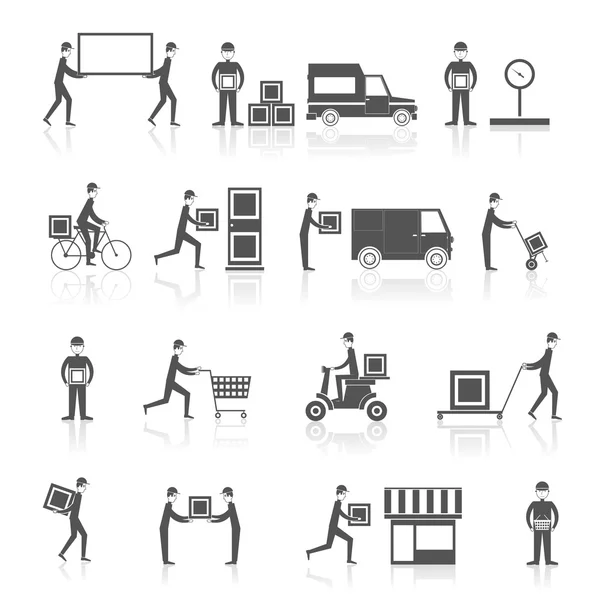 Delivery icons black set — Stock Vector