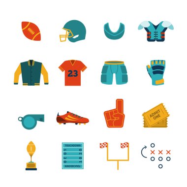 Rugby düz Icons set