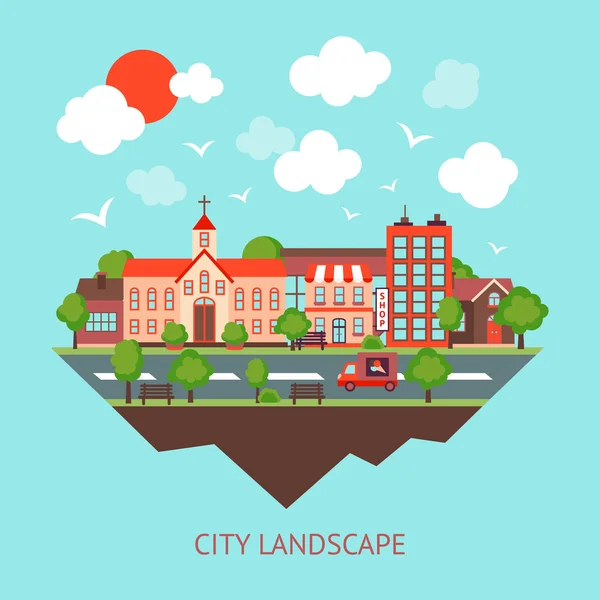 Fondo de paisaje urbano — Vector de stock