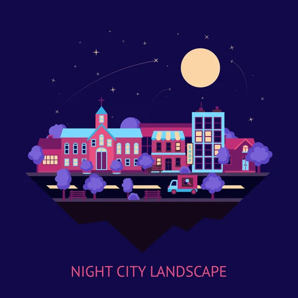 Ciudad paisaje noche fondo — Archivo Imágenes Vectoriales