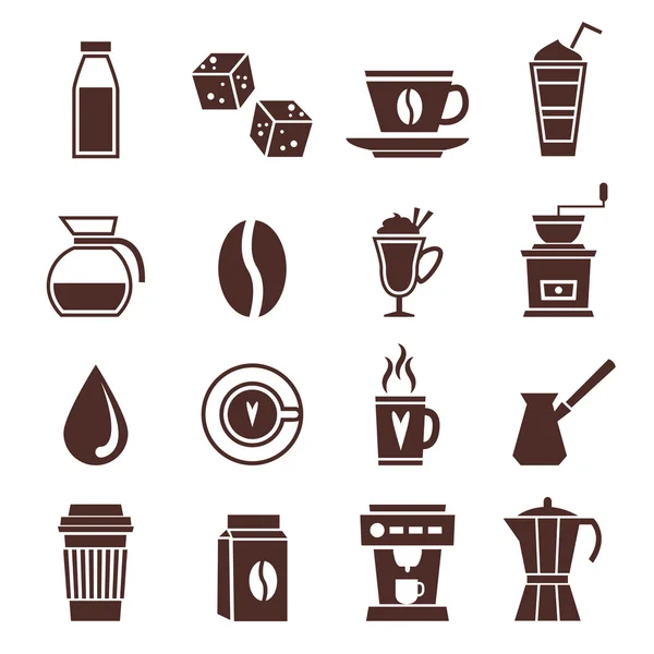 Koffie pictogrammen monochroom — Stockvector