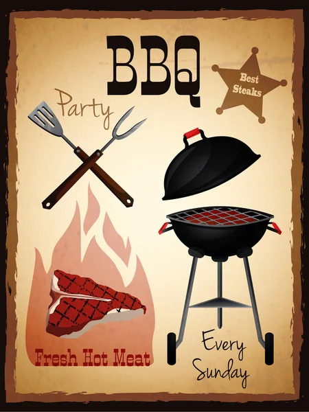 Afiche del menú Bbq — Archivo Imágenes Vectoriales