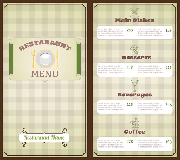 Modèle de menu restaurant — Image vectorielle