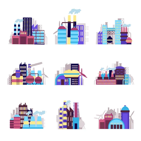 Set di icone per edifici industriali — Vettoriale Stock