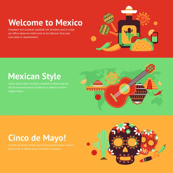 Mexiko banner set — Stockvektor