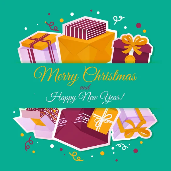 Christmas card with gift boxes — Stock Vector