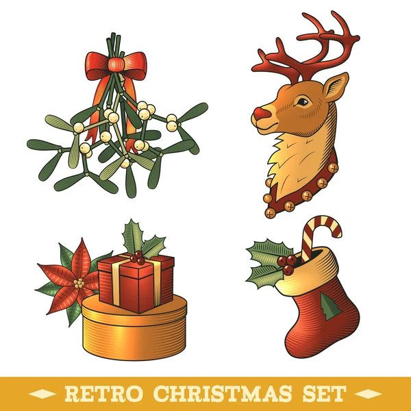 Weihnachten Symbole farbigen Set — Stockvektor