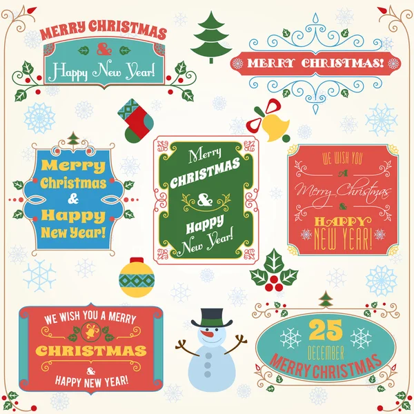 Christmas labels colored set — Stock Vector