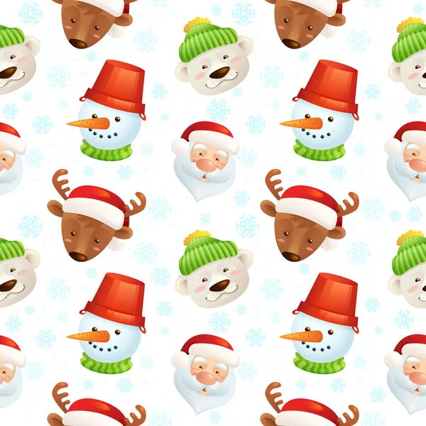 Christmas characters seamless pattern — Stock Vector