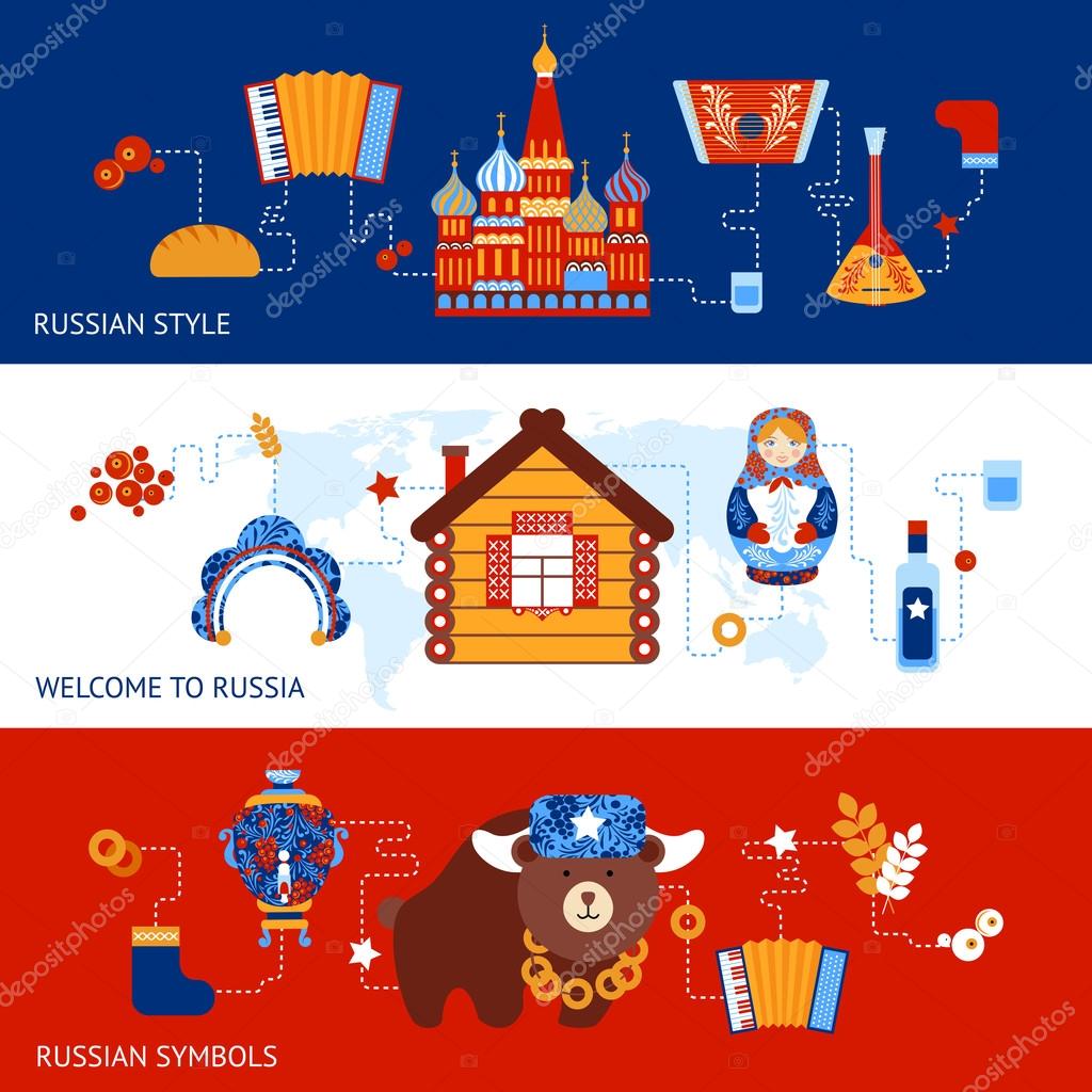 Russia travel banner set