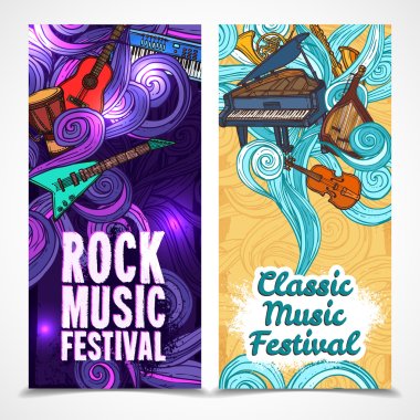 Music vertical banners clipart