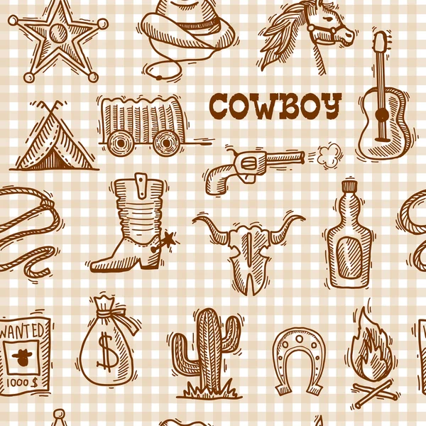 Cowboy seamless pattern — Stock Vector