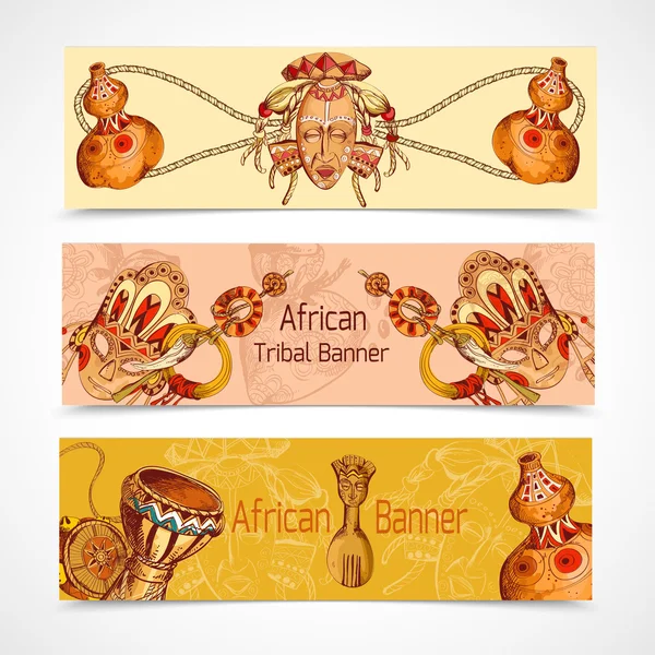 Afrika skizziert farbige Banner horizontal — Stockvektor