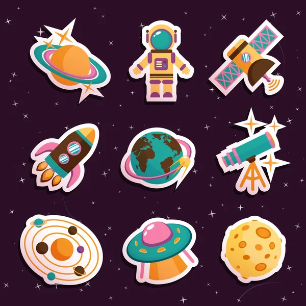 Space stickers set — Stock Vector