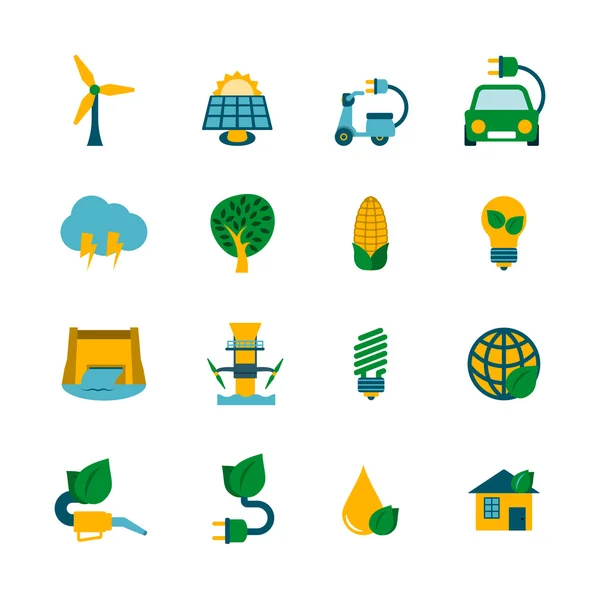 Set icone dell'energia ecologica — Vettoriale Stock
