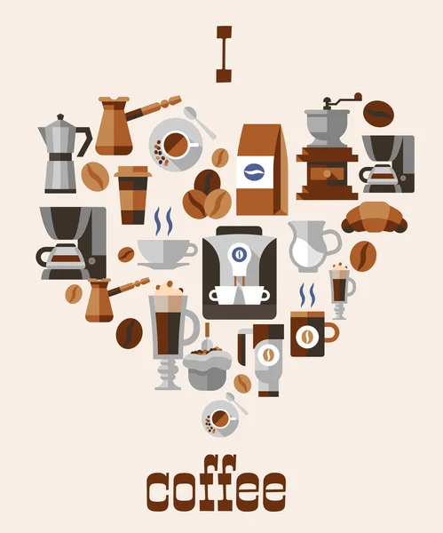 Láska káva koncept — Stockový vektor