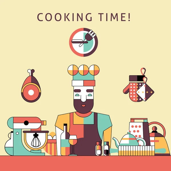 Matlagning tid affisch — Stock vektor