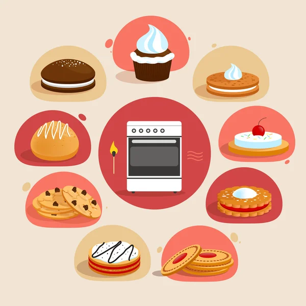 Cookies decoratieve instellen — Stockvector