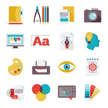 Graphic design icons flat clipart